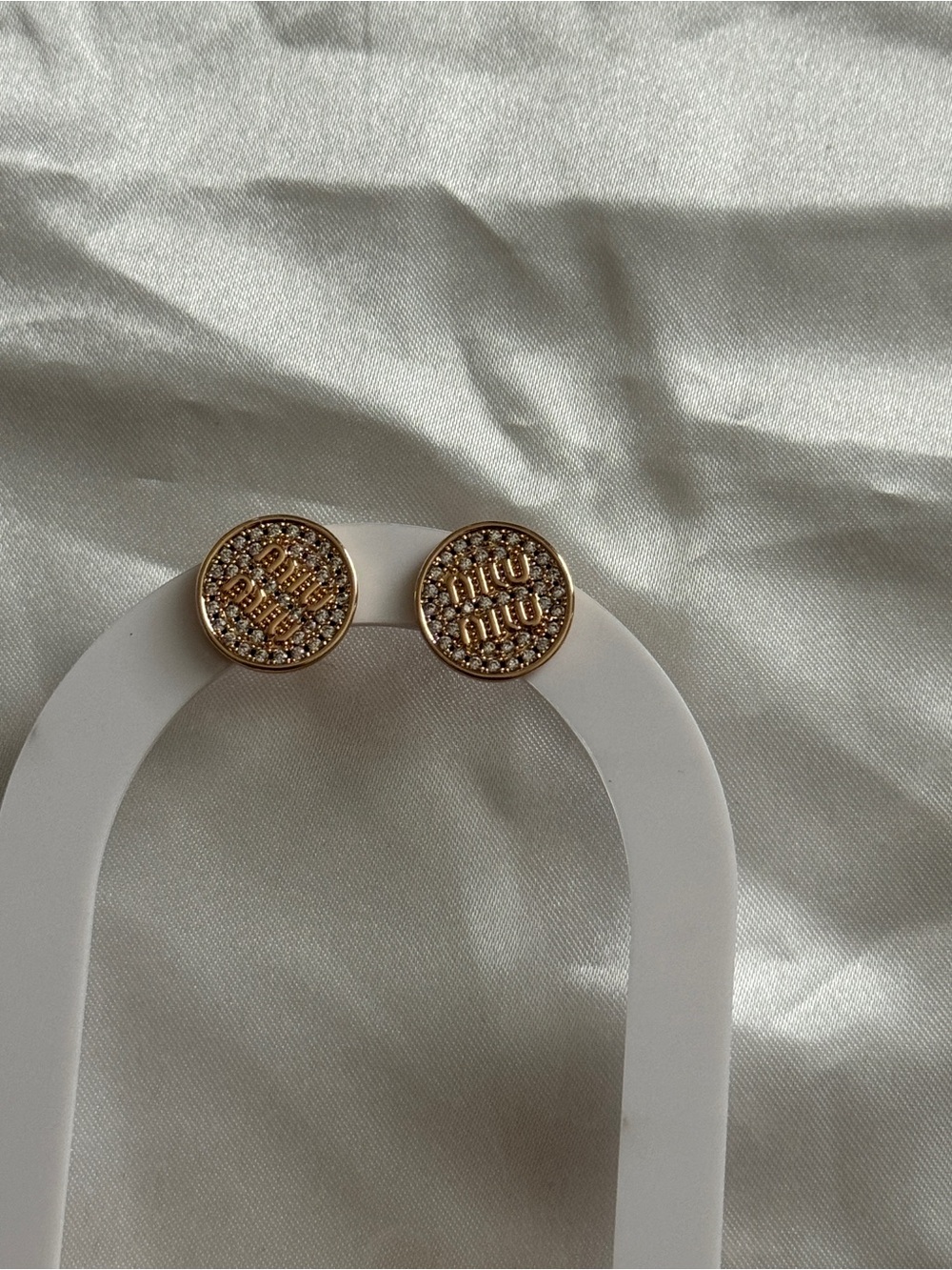 Rose Gold Crystal Logo Round Stud Earrings